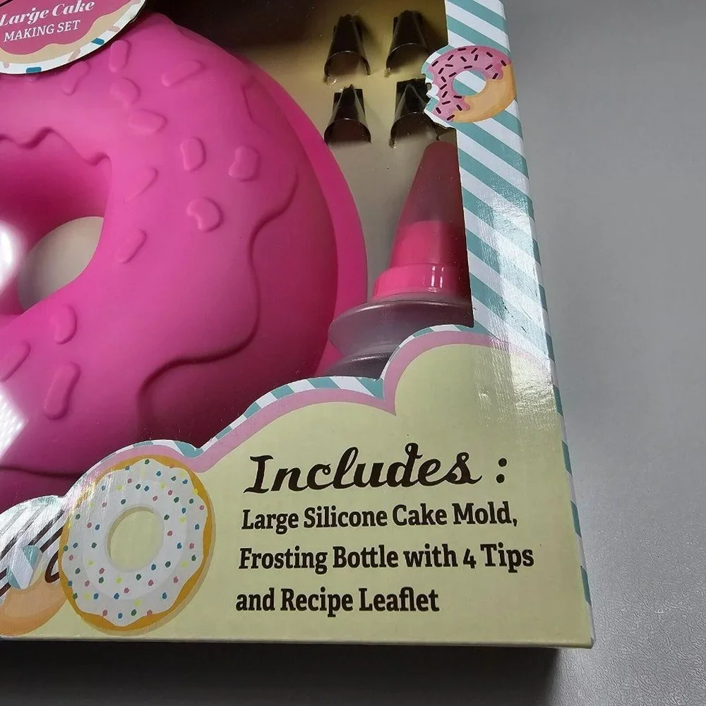 Handstand Kitchen 7pc Donut-Shaped Cake Mold & Frosting Bottle Baking Set NEW